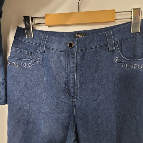 Haggar Petite Matching Denim Blue Jeans Cowboy Tuxedo Jean Jacket Cotton Blend - Picture 6 of 15